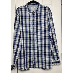 NWT Grayers Indigo Cream Plaid Long Sleeve Button Down 100% Cotton Shirt XXL